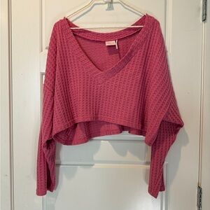 Altar'd State Pink Waffle Knit Top